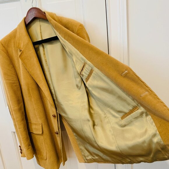 Garrison Park Men's 44 R Vintage Tan Brown Corduroy Blazer W/ Elbow Patches - Picture 7 of 16
